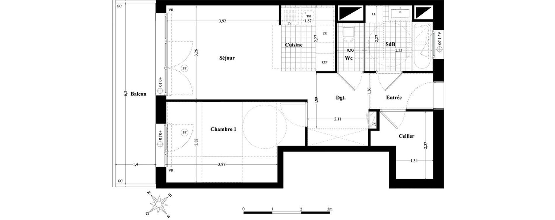 Appartement T2 de 48,71 m2 &agrave; Saint-Herblain Preux - cremetterie