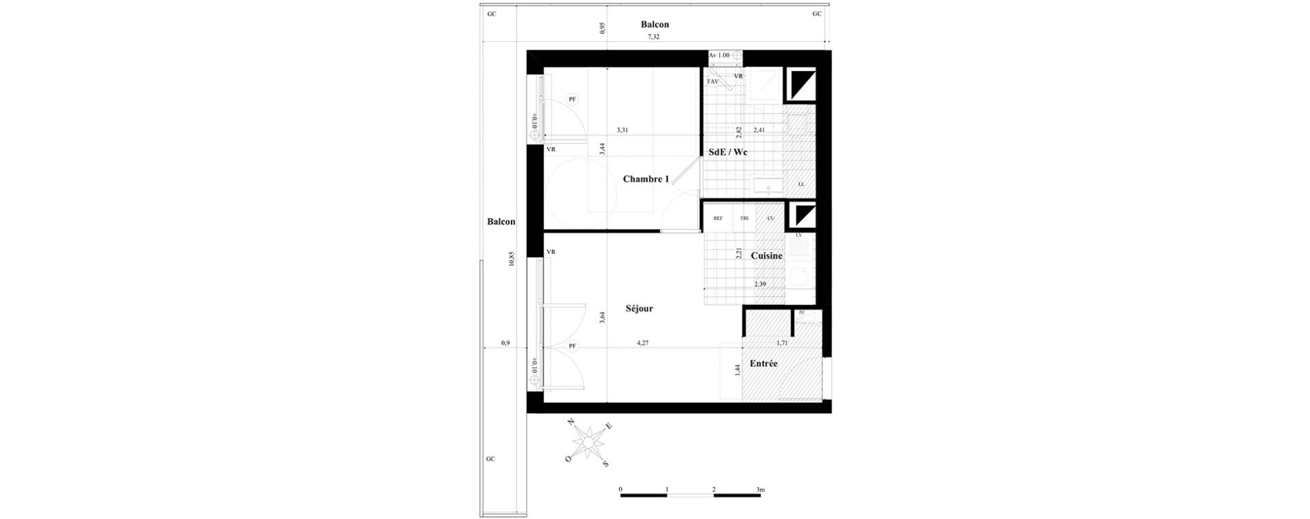 Appartement T2 de 40,03 m2 &agrave; Saint-Herblain Preux - cremetterie