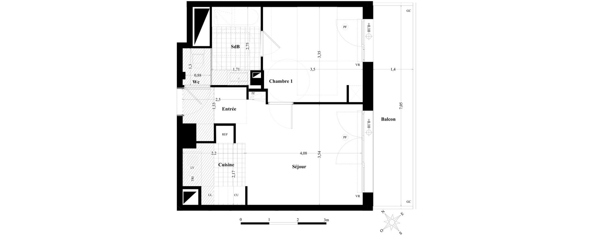 Appartement T2 de 39,86 m2 &agrave; Saint-Herblain Preux - cremetterie