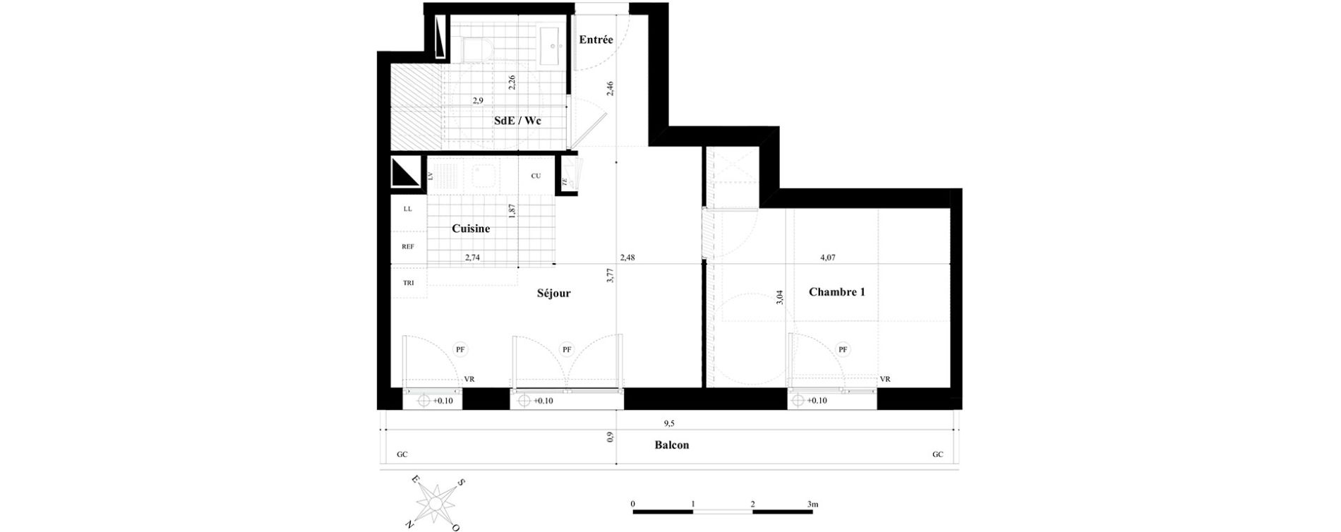 Appartement T2 de 41,23 m2 &agrave; Saint-Herblain Preux - cremetterie