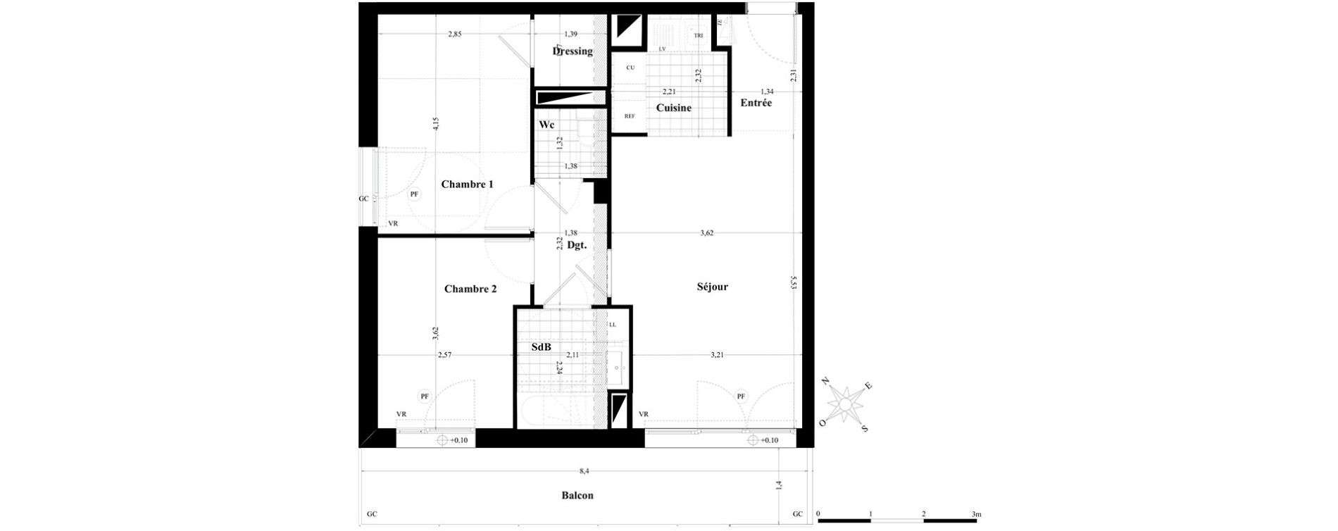 Appartement T3 de 59,41 m2 &agrave; Saint-Herblain Preux - cremetterie