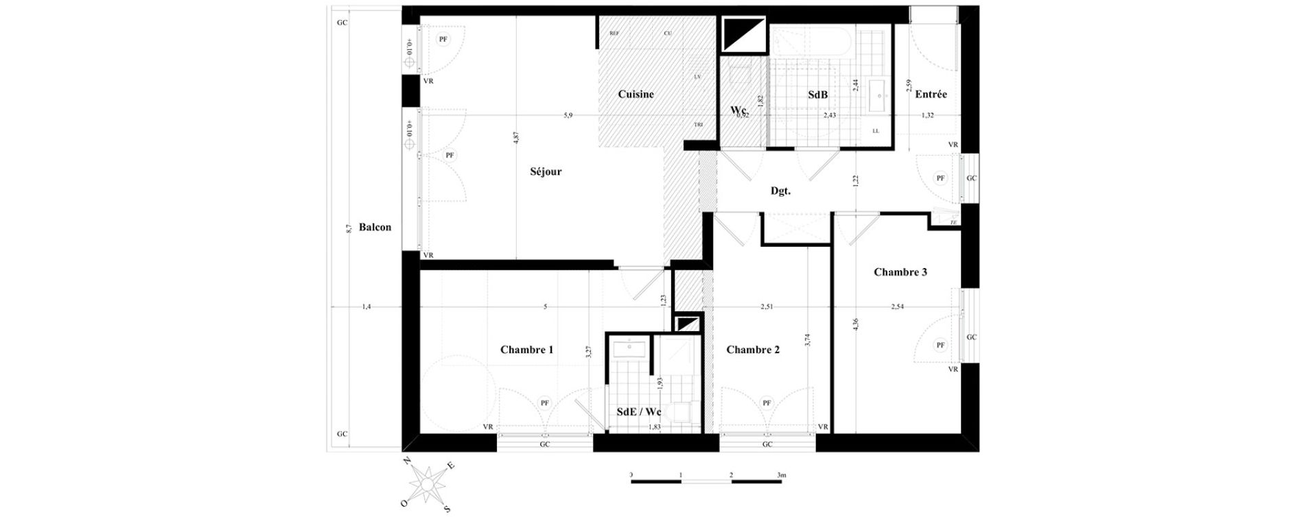 Appartement T4 de 83,98 m2 &agrave; Saint-Herblain Preux - cremetterie