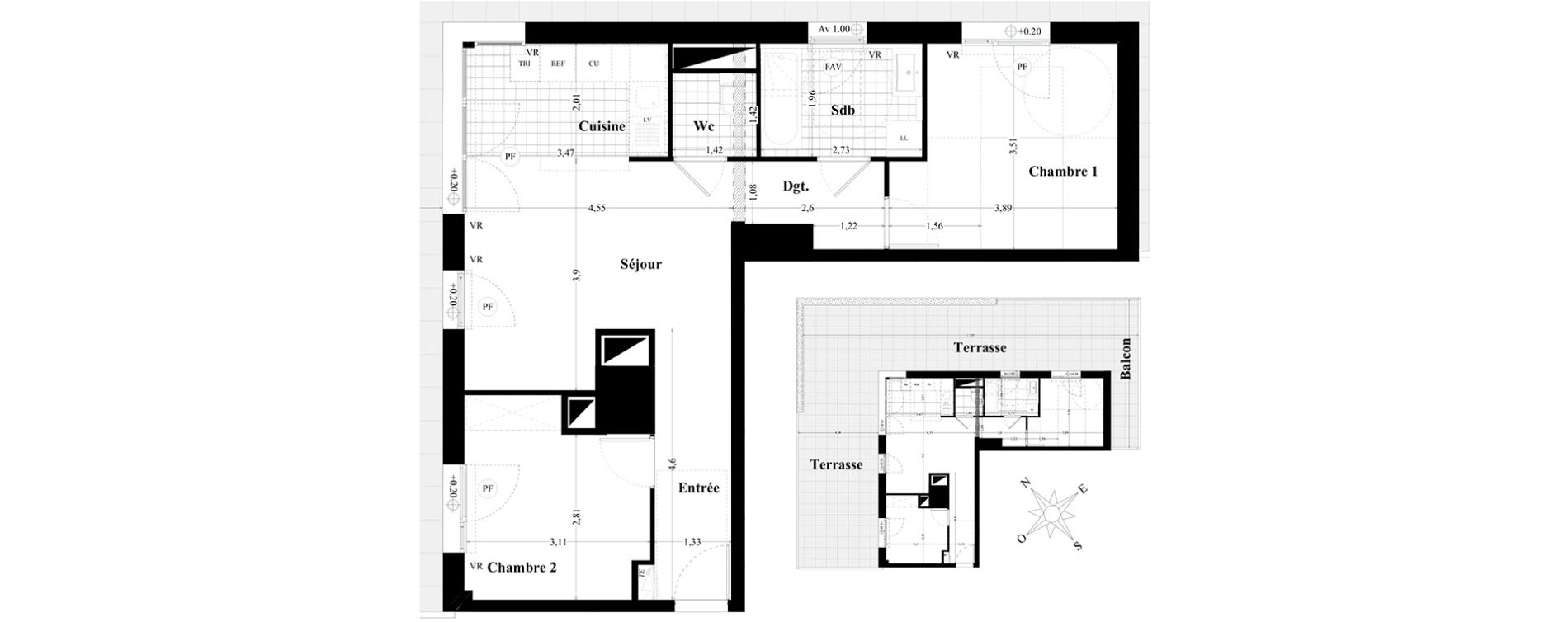Appartement T3 de 59,49 m2 &agrave; Saint-Herblain Preux - cremetterie