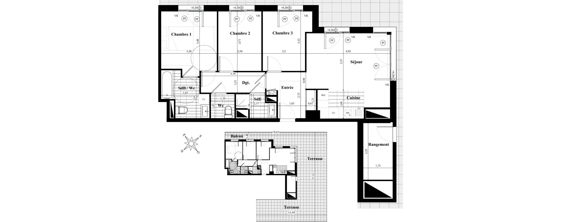 Appartement T4 de 73,52 m2 &agrave; Saint-Herblain Preux - cremetterie