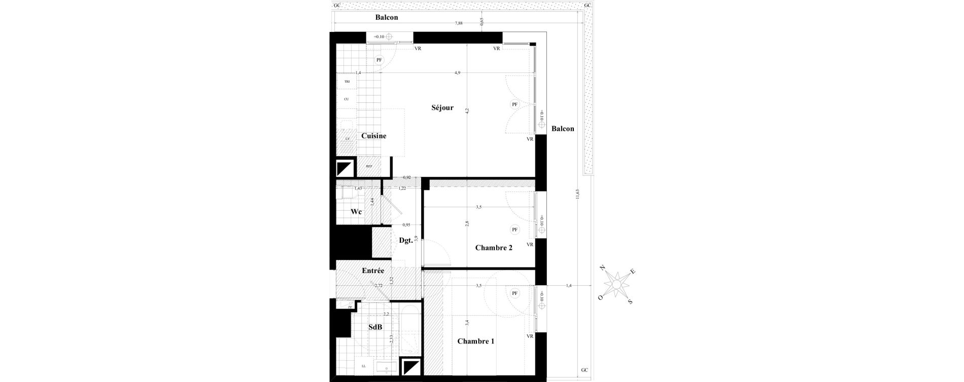 Appartement T3 de 62,37 m2 &agrave; Saint-Herblain Preux - cremetterie