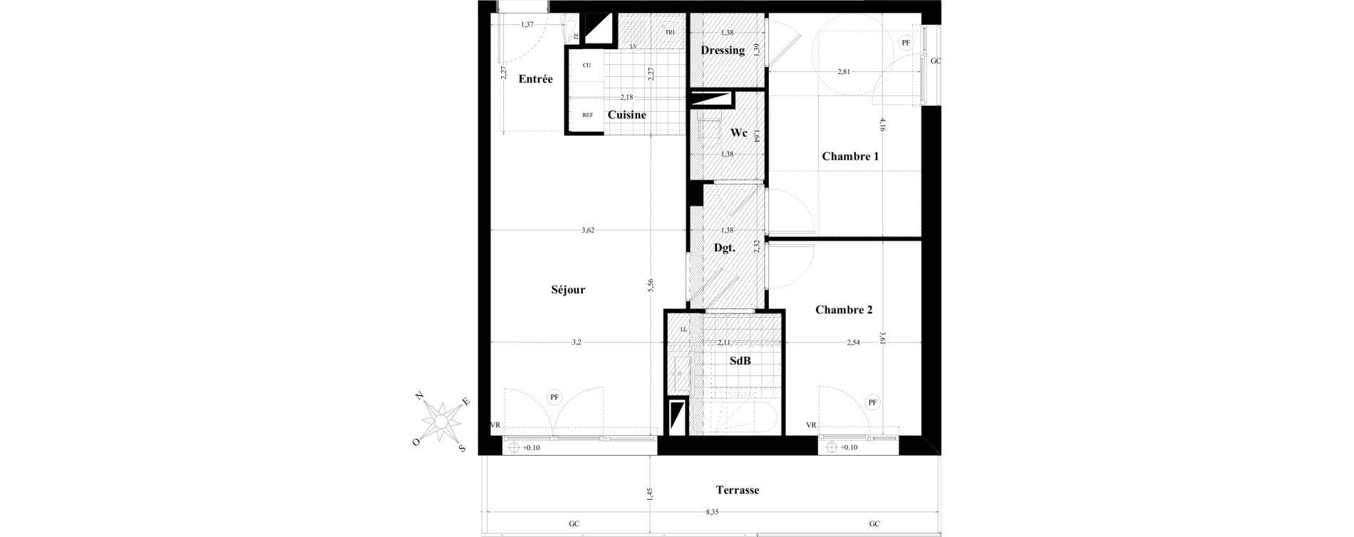 Appartement T3 de 59,15 m2 &agrave; Saint-Herblain Preux - cremetterie