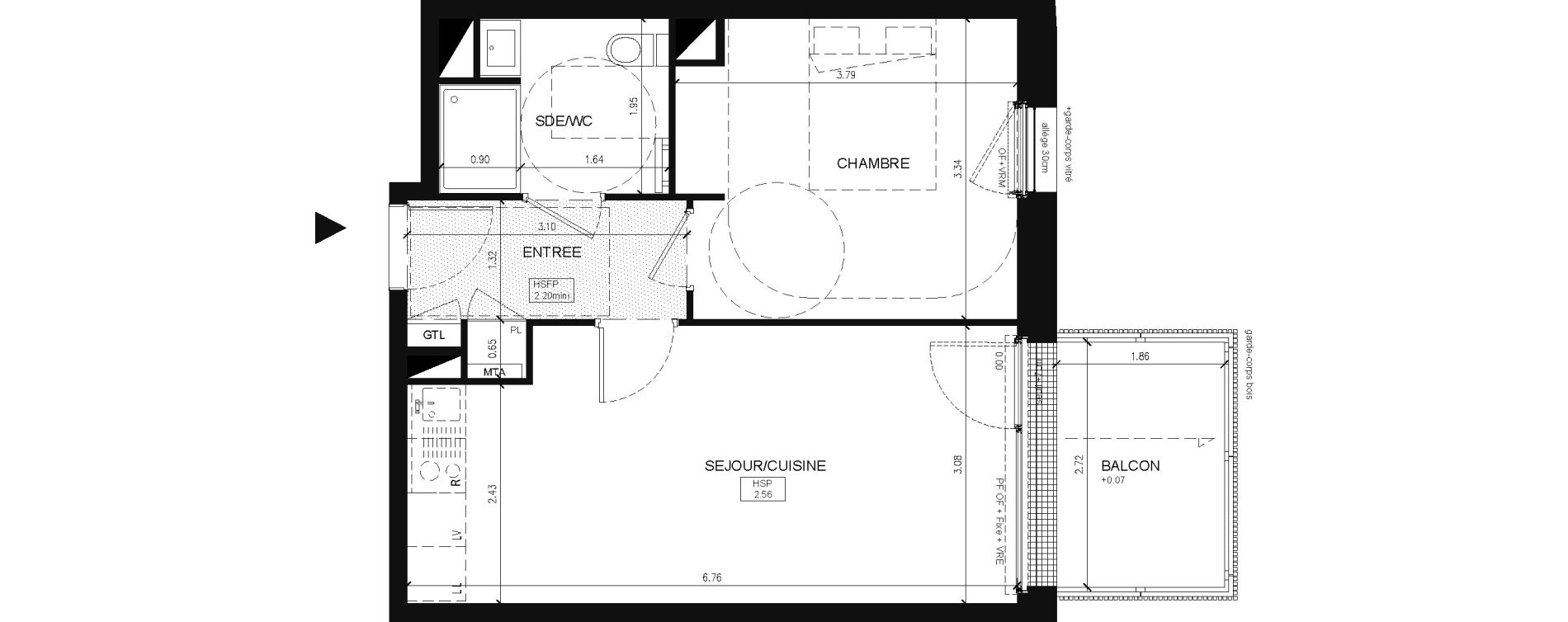 Appartement T2 de 41,10 m2 &agrave; Saint-Herblain Preux - cremetterie