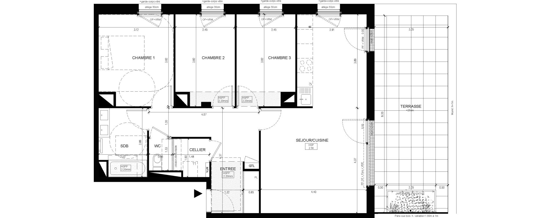 Appartement T4 de 80,50 m2 &agrave; Saint-Herblain Preux - cremetterie
