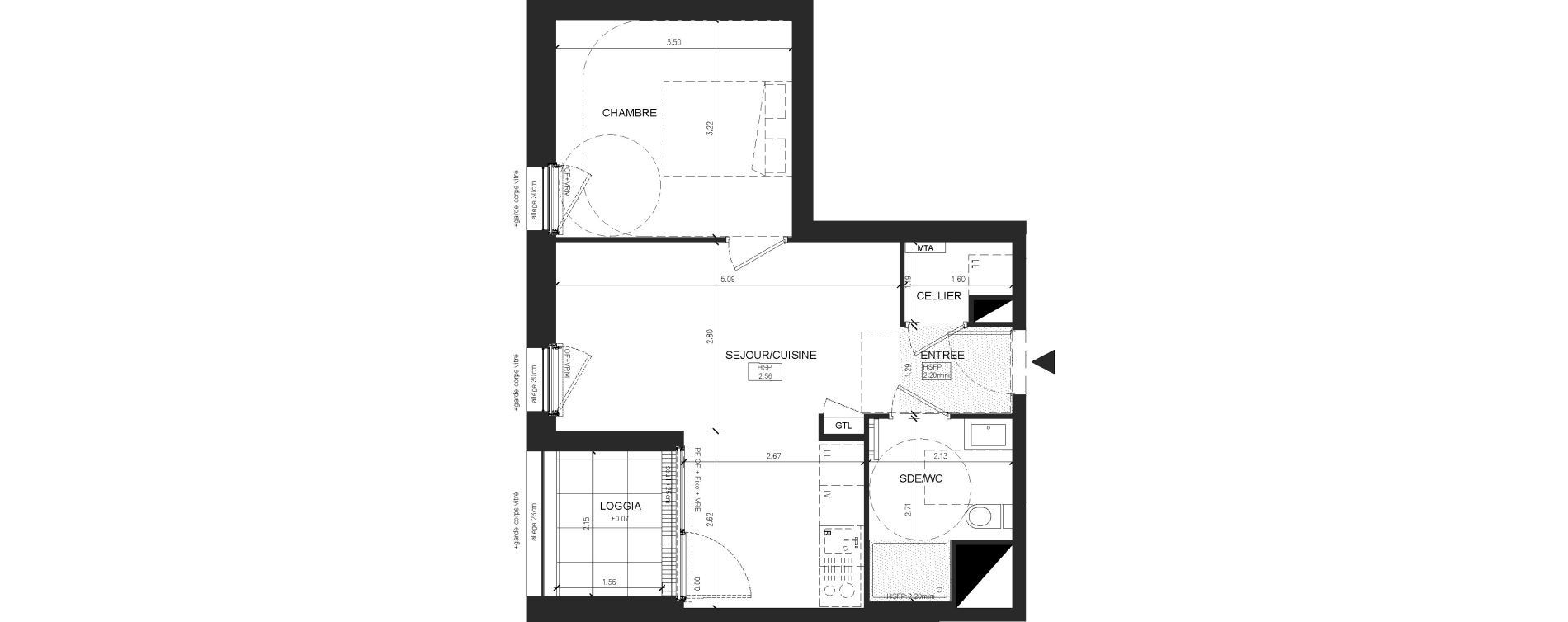 Appartement T2 de 40,80 m2 &agrave; Saint-Herblain Preux - cremetterie