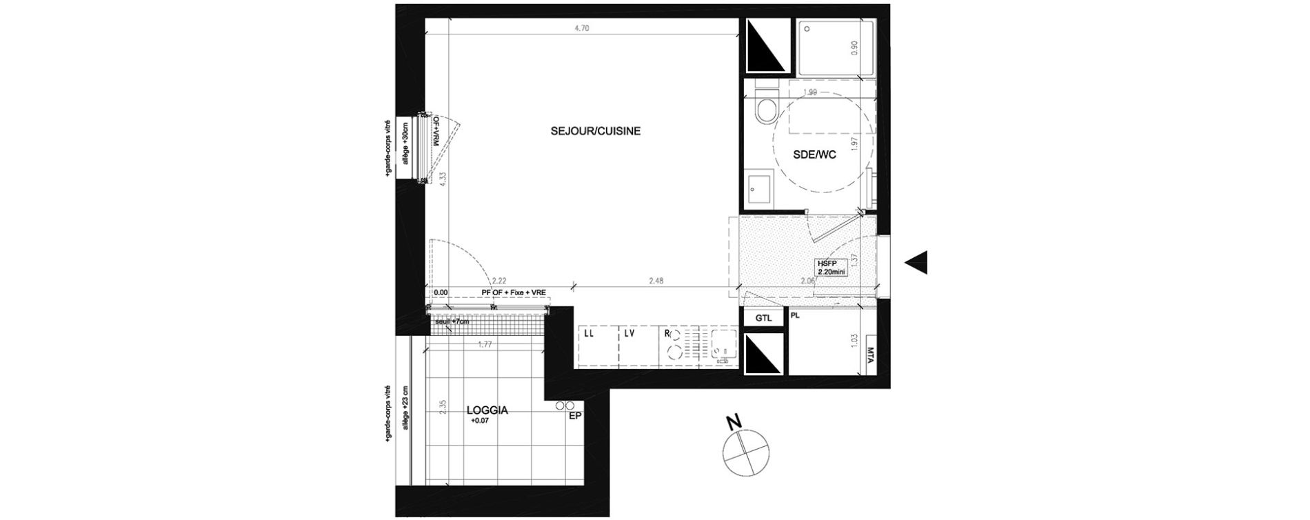Appartement T1 de 31,80 m2 &agrave; Saint-Herblain Preux - cremetterie