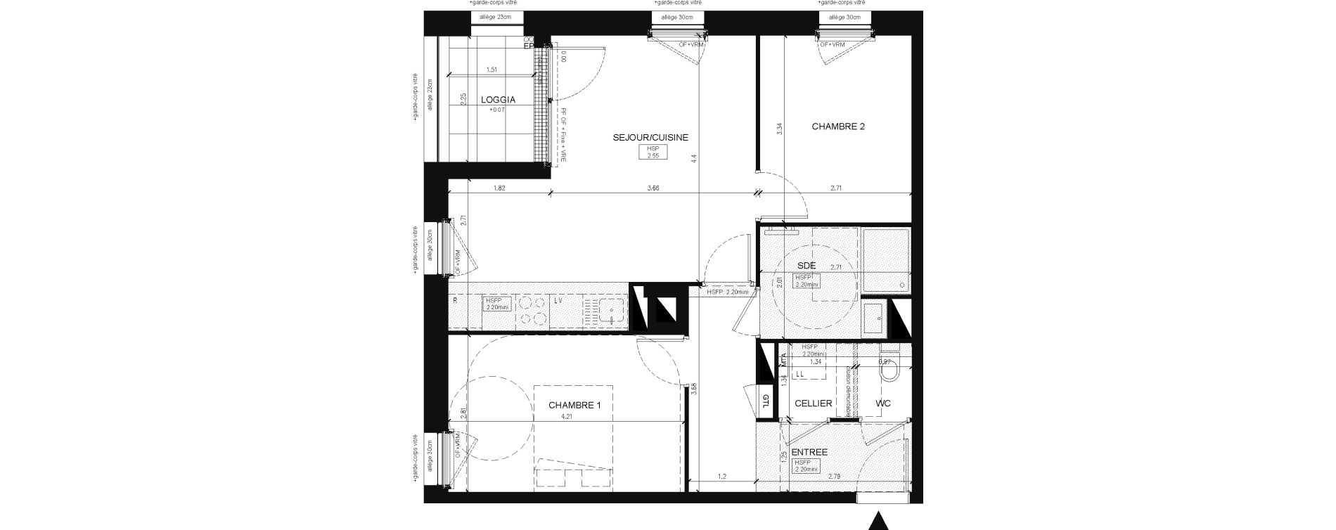 Appartement T3 de 59,20 m2 &agrave; Saint-Herblain Preux - cremetterie