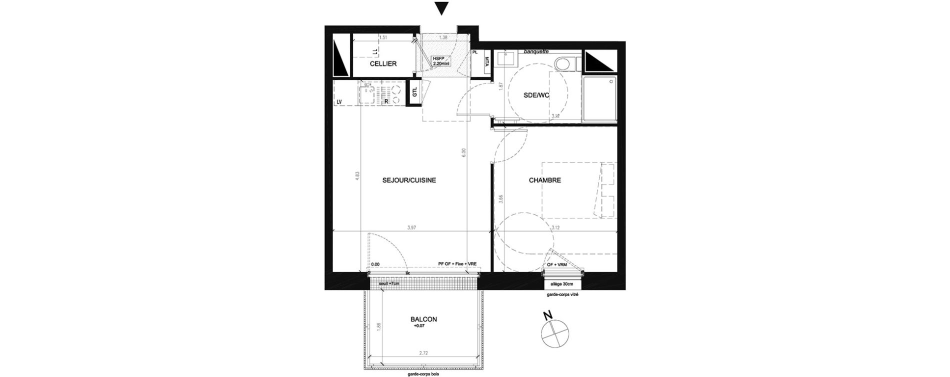 Appartement T2 de 40,00 m2 &agrave; Saint-Herblain Preux - cremetterie