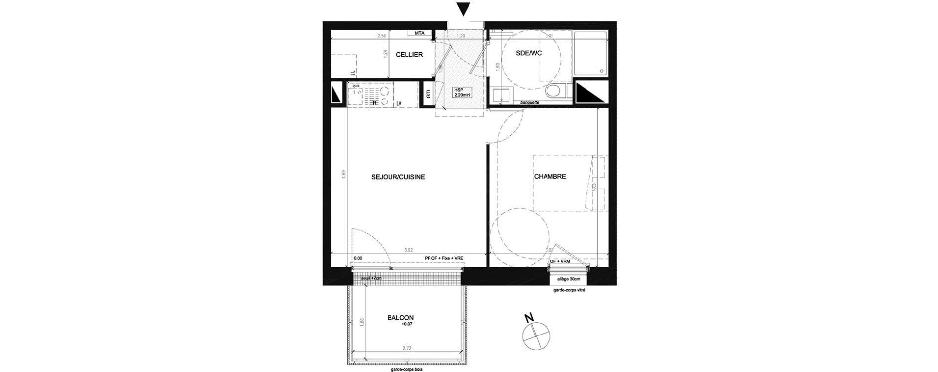 Appartement T2 de 40,10 m2 &agrave; Saint-Herblain Preux - cremetterie
