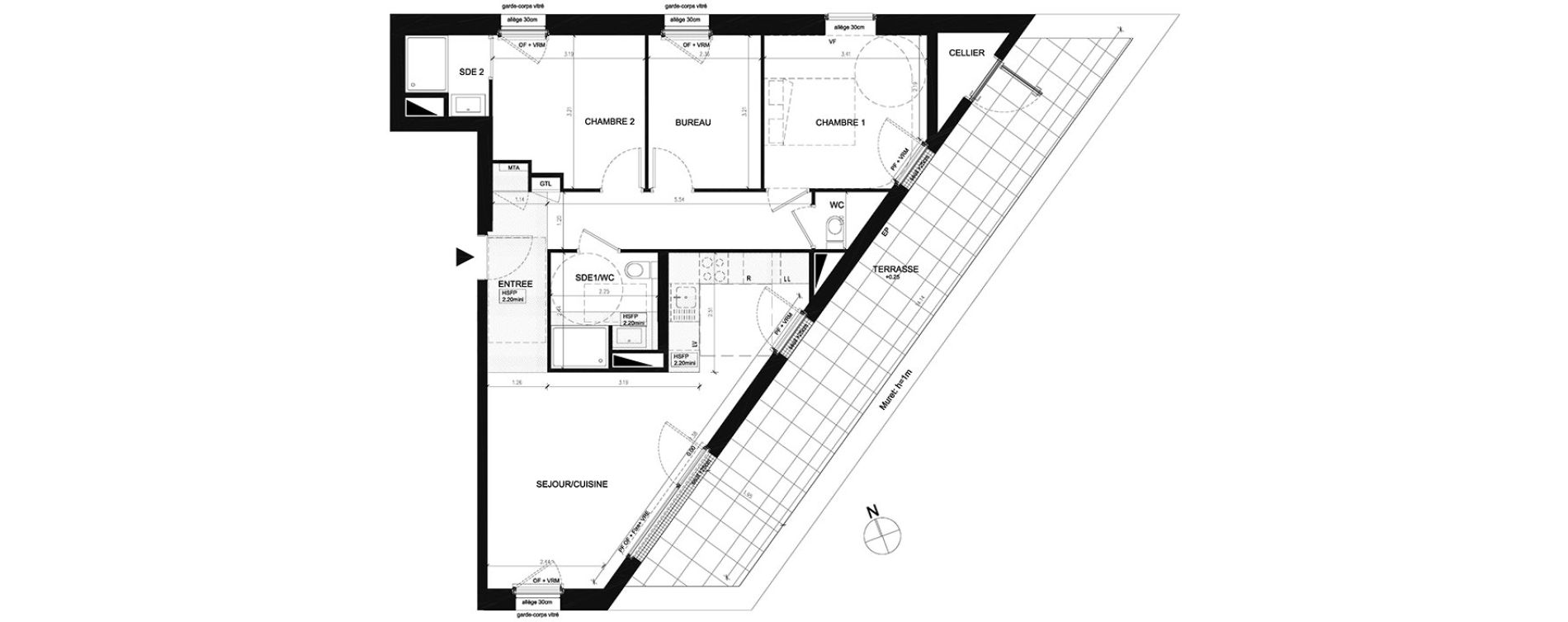 Appartement T3 de 72,40 m2 &agrave; Saint-Herblain Preux - cremetterie