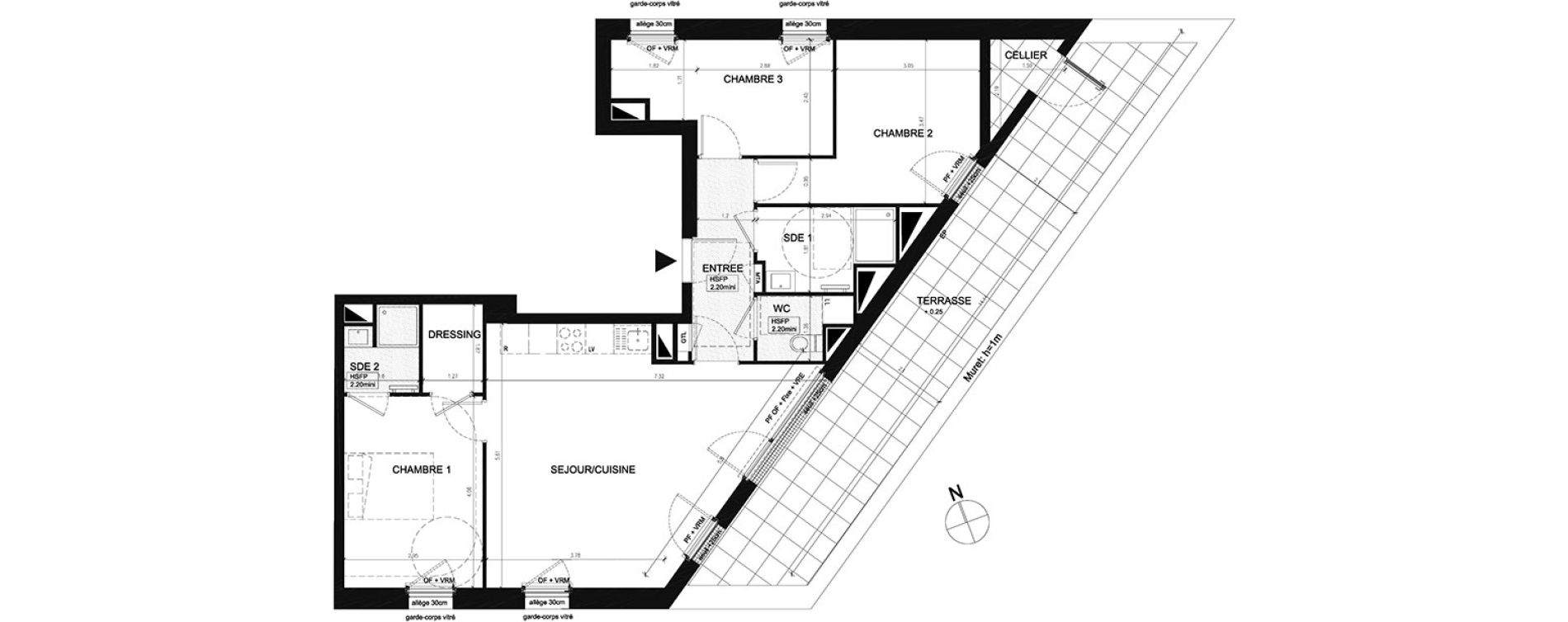 Appartement T4 de 79,85 m2 &agrave; Saint-Herblain Preux - cremetterie