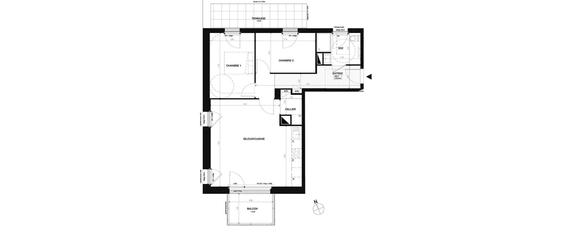Appartement T3 de 65,40 m2 &agrave; Saint-Herblain Preux - cremetterie