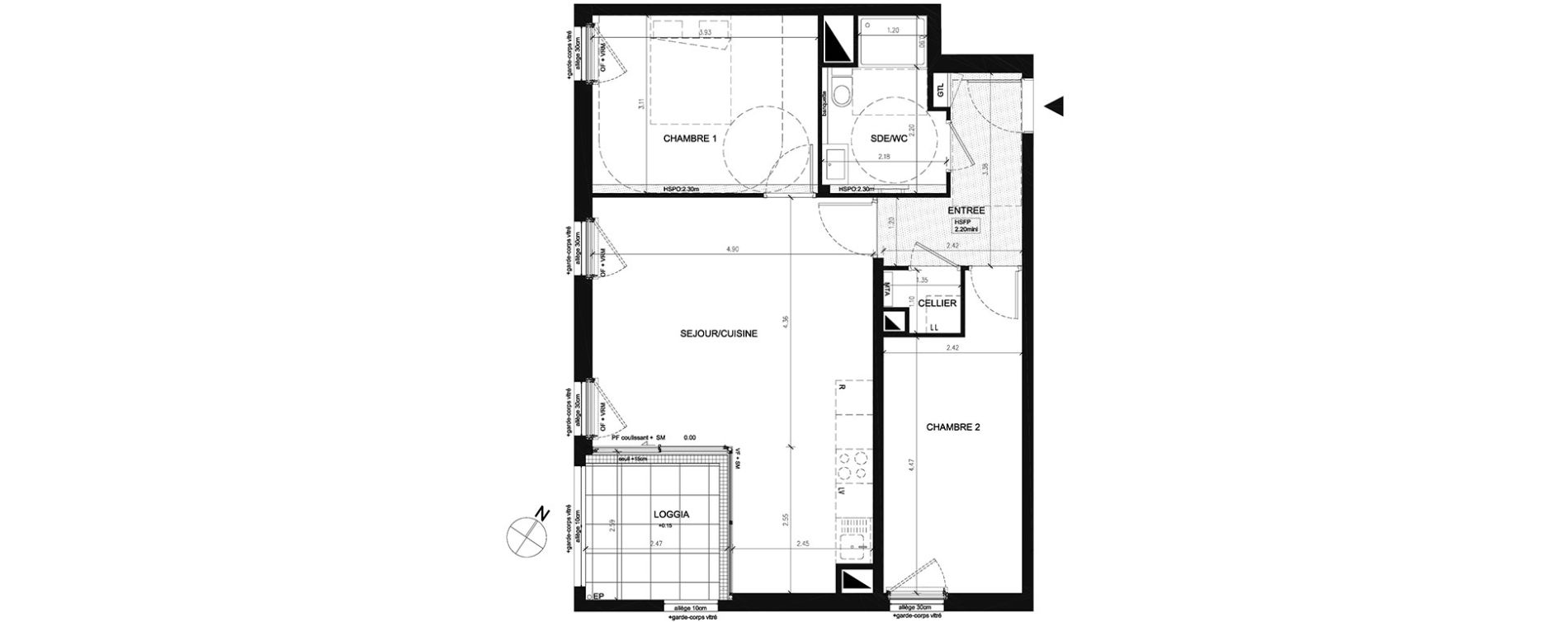 Appartement T3 de 63,70 m2 &agrave; Saint-Herblain Preux - cremetterie
