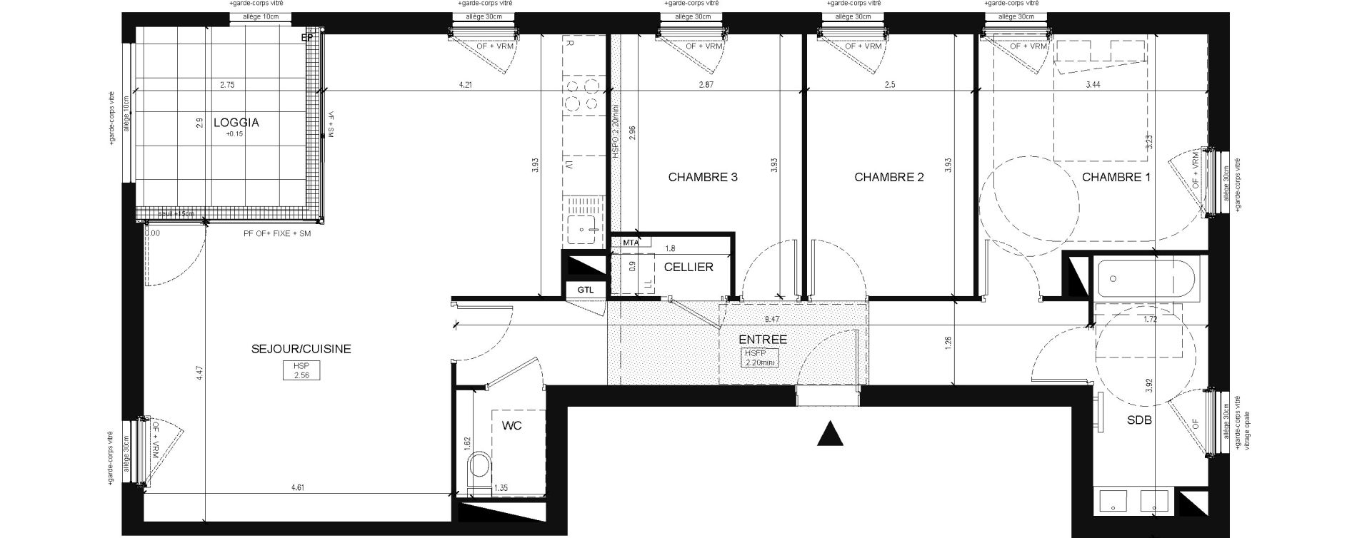 Appartement T4 de 88,10 m2 &agrave; Saint-Herblain Preux - cremetterie