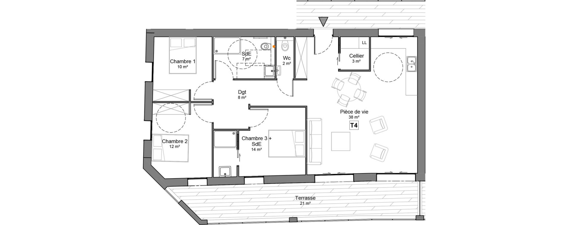 Appartement T4 de 94,00 m2 &agrave; Saint-Julien-De-Concelles Centre