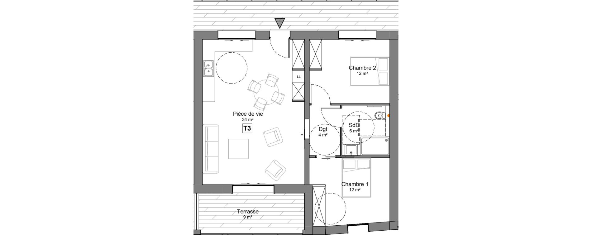 Appartement T3 de 68,00 m2 &agrave; Saint-Julien-De-Concelles Centre