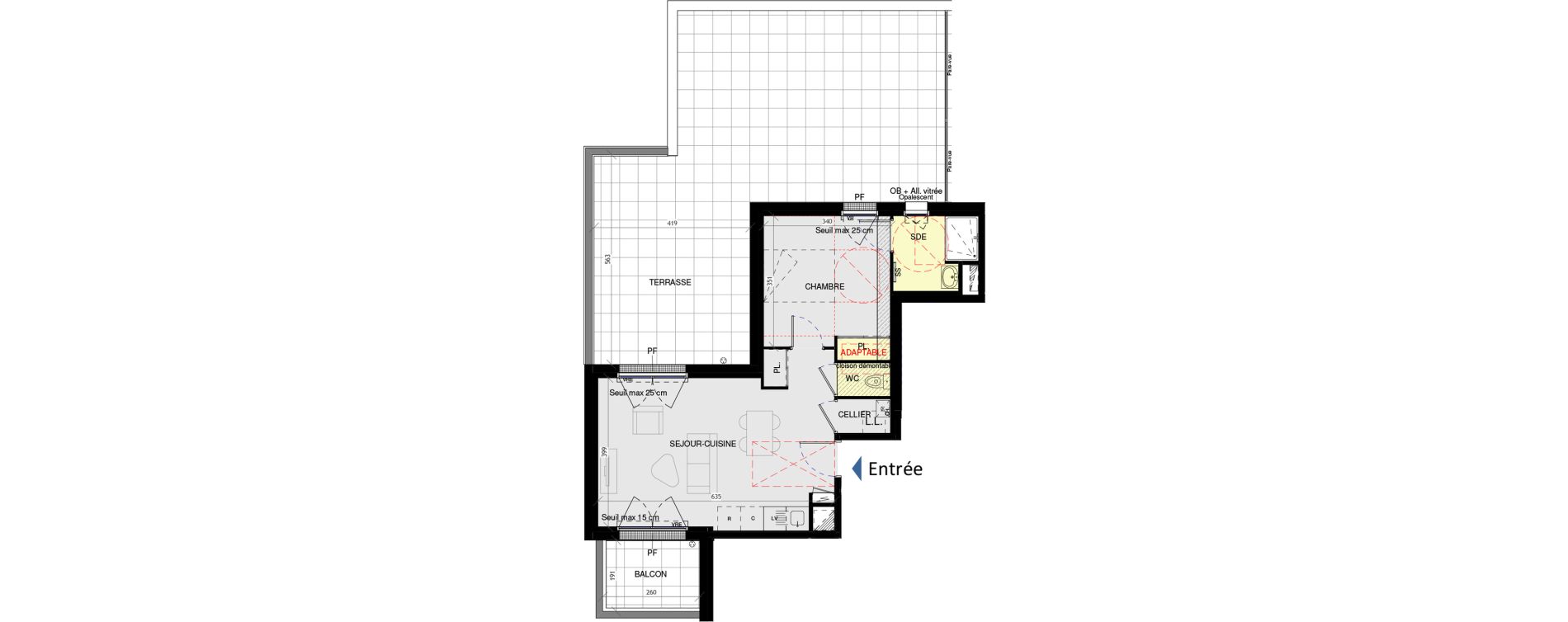 Appartement T2 de 45,64 m2 &agrave; Saint-Nazaire L immaculee