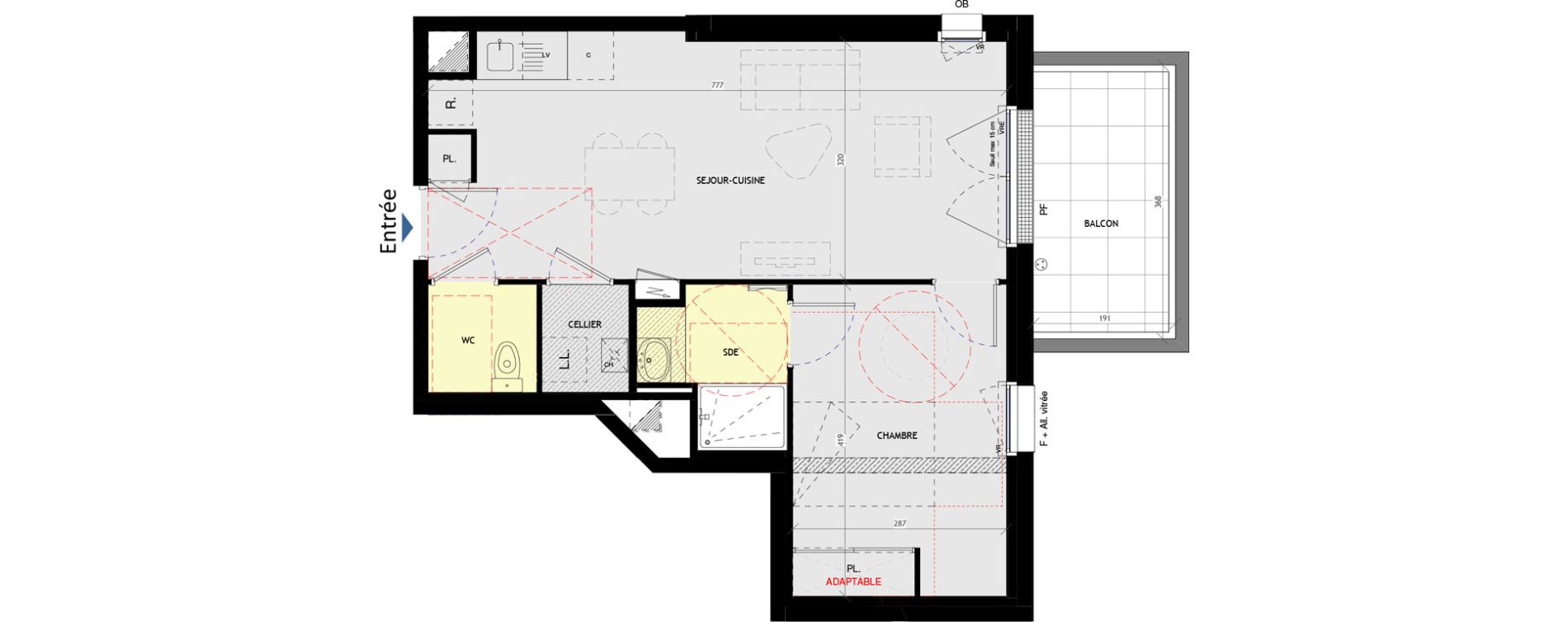 Appartement T2 de 44,24 m2 &agrave; Saint-Nazaire L immaculee