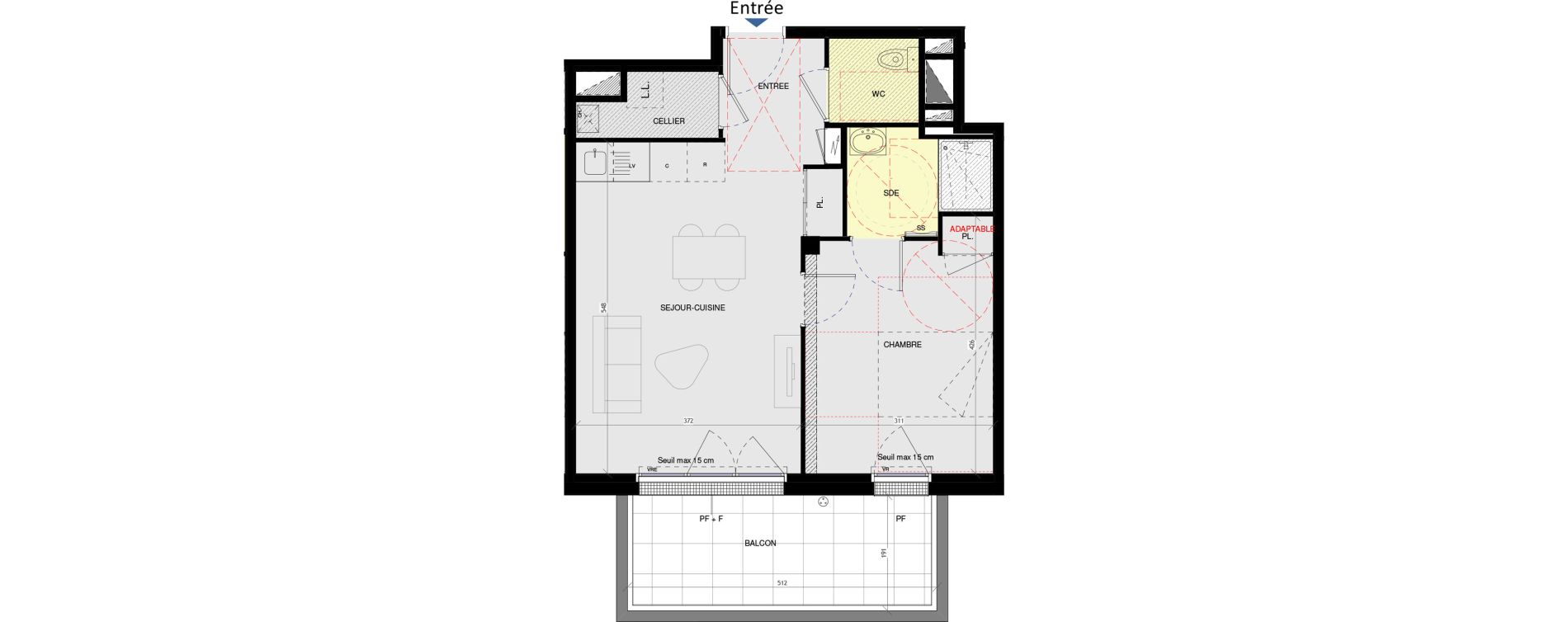 Appartement T2 de 44,48 m2 &agrave; Saint-Nazaire L immaculee