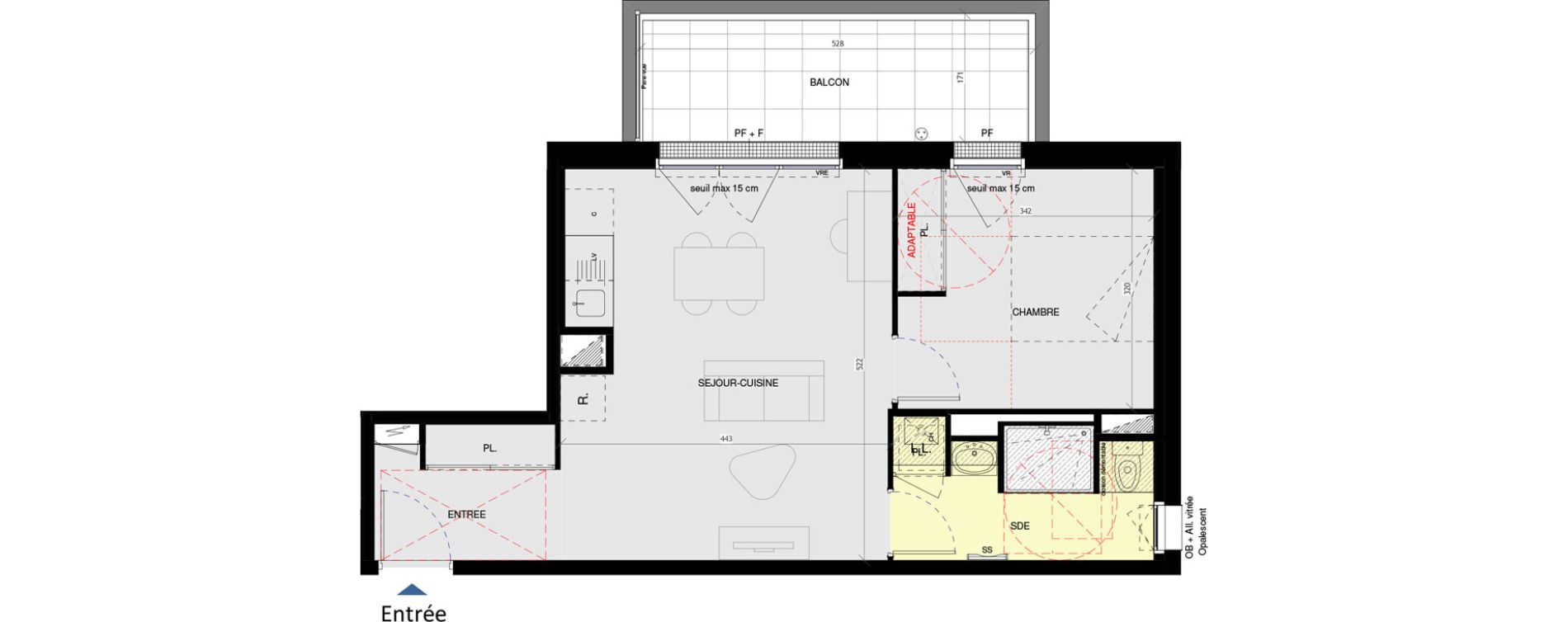 Appartement T2 de 43,47 m2 &agrave; Saint-Nazaire L immaculee