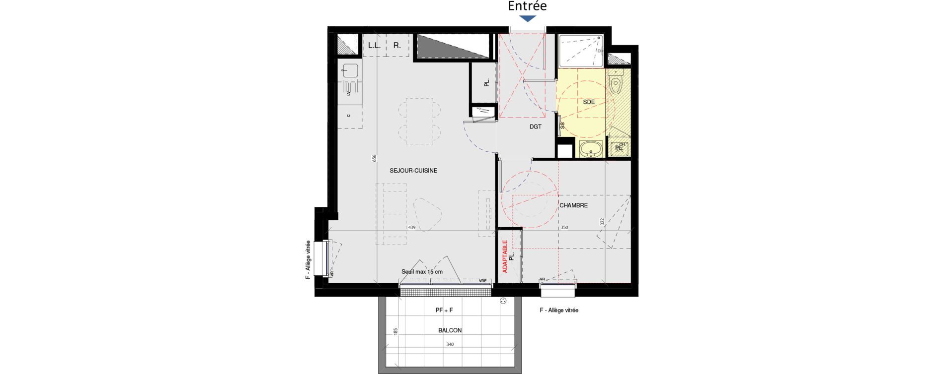 Appartement T2 de 46,82 m2 &agrave; Saint-Nazaire L immaculee