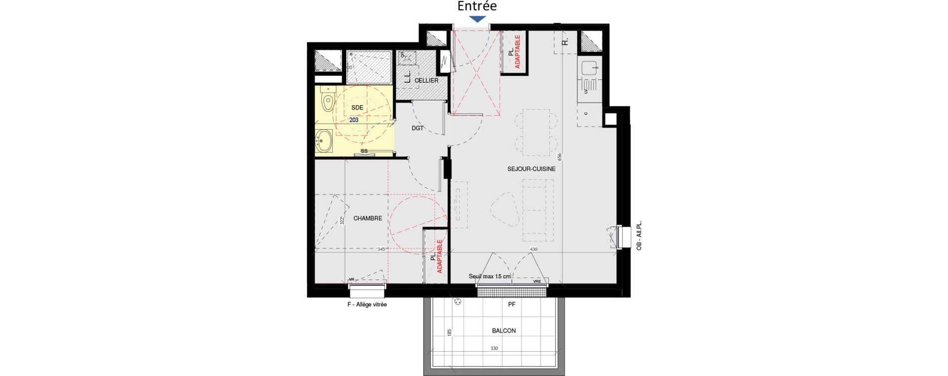 Appartement T2 de 46,16 m2 &agrave; Saint-Nazaire L immaculee