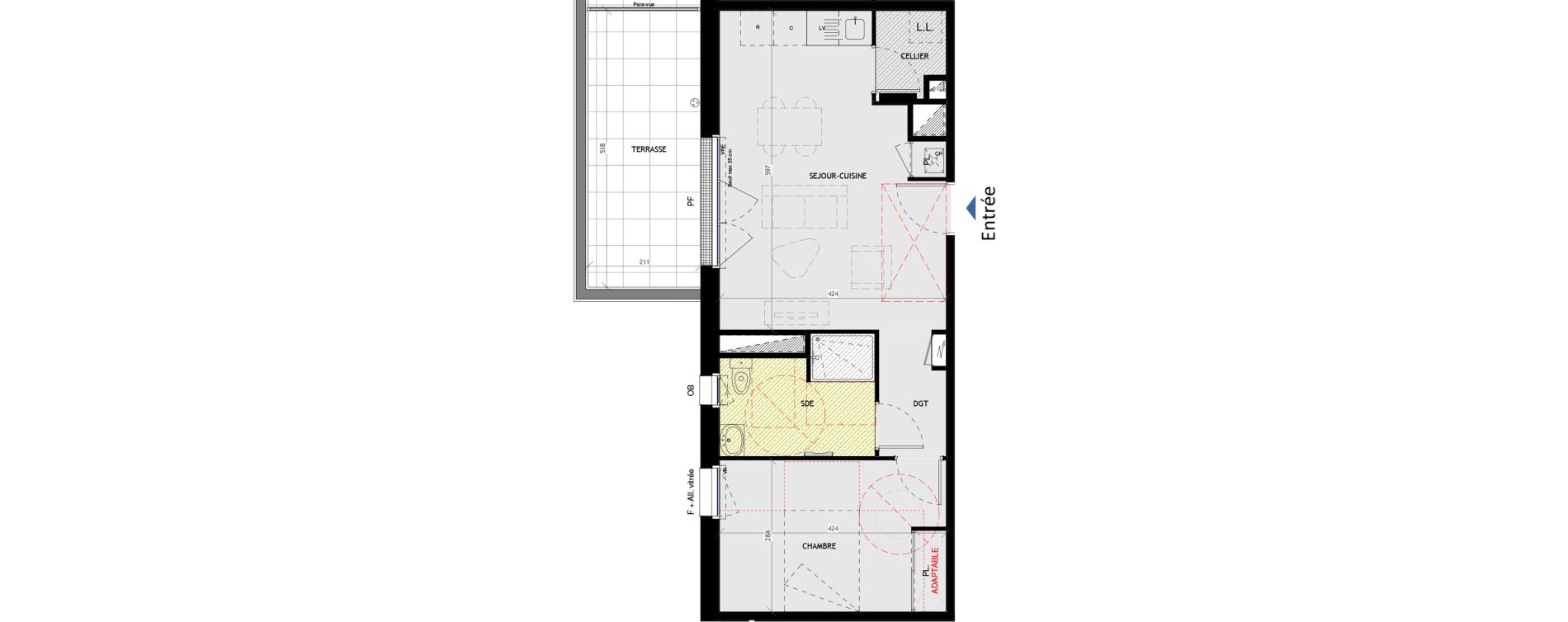 Appartement T2 de 44,89 m2 &agrave; Saint-Nazaire L immaculee