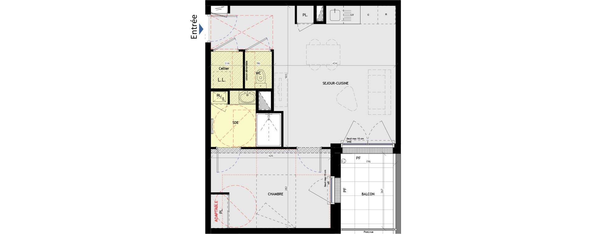 Appartement T2 de 43,17 m2 &agrave; Saint-Nazaire L immaculee