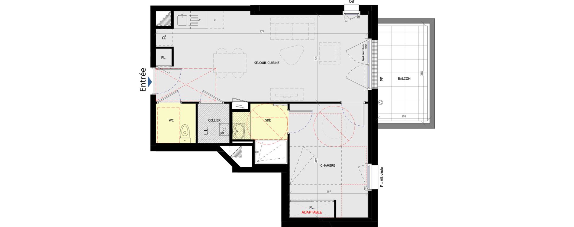 Appartement T2 de 44,24 m2 &agrave; Saint-Nazaire L immaculee