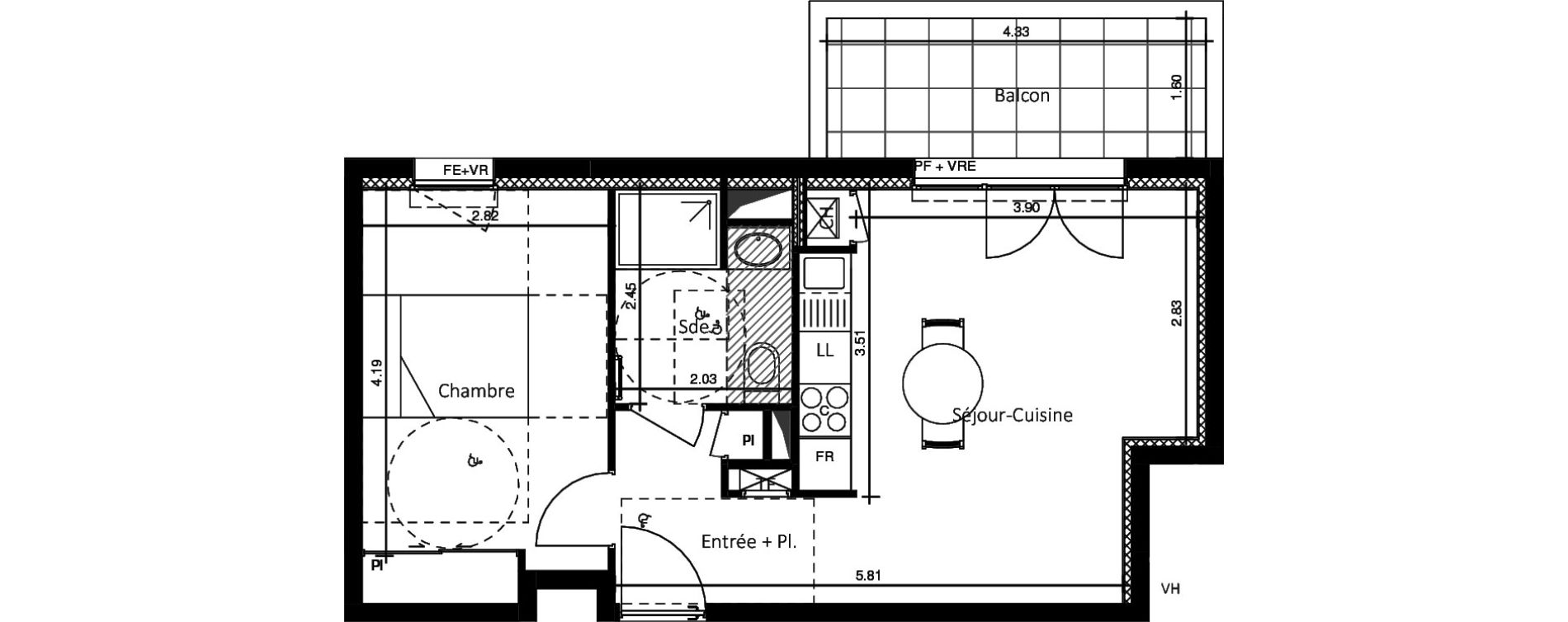 Appartement T2 de 41,20 m2 &agrave; Saint-Nazaire Centre
