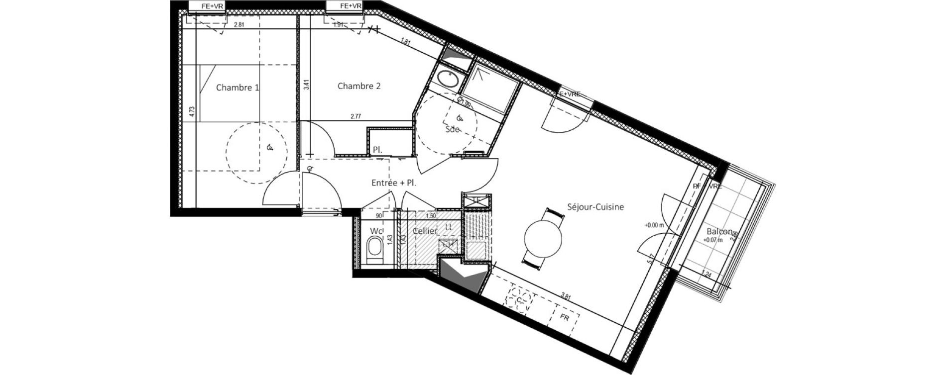 Appartement T3 de 60,80 m2 &agrave; Saint-Nazaire Centre