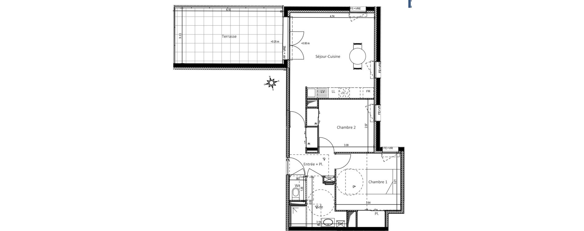 Appartement T3 de 59,00 m2 &agrave; Saint-Nazaire Centre