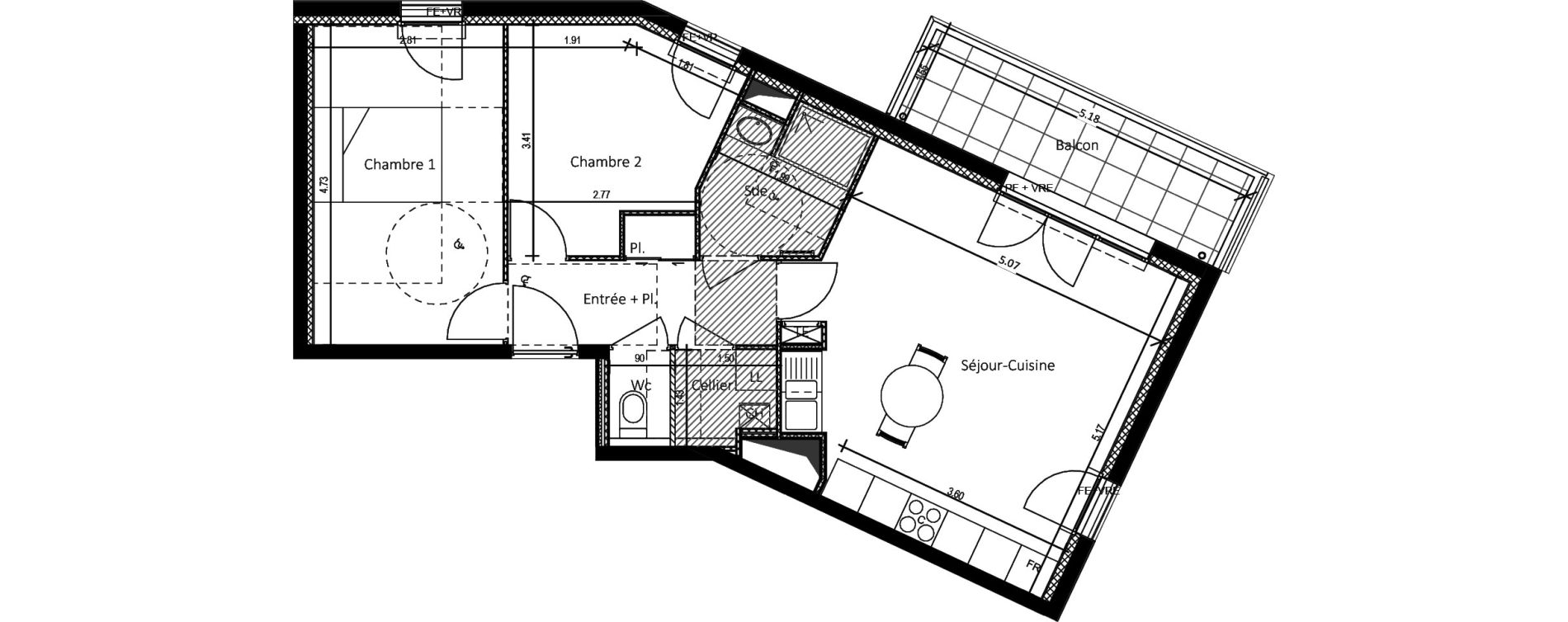 Appartement T3 de 60,20 m2 &agrave; Saint-Nazaire Centre
