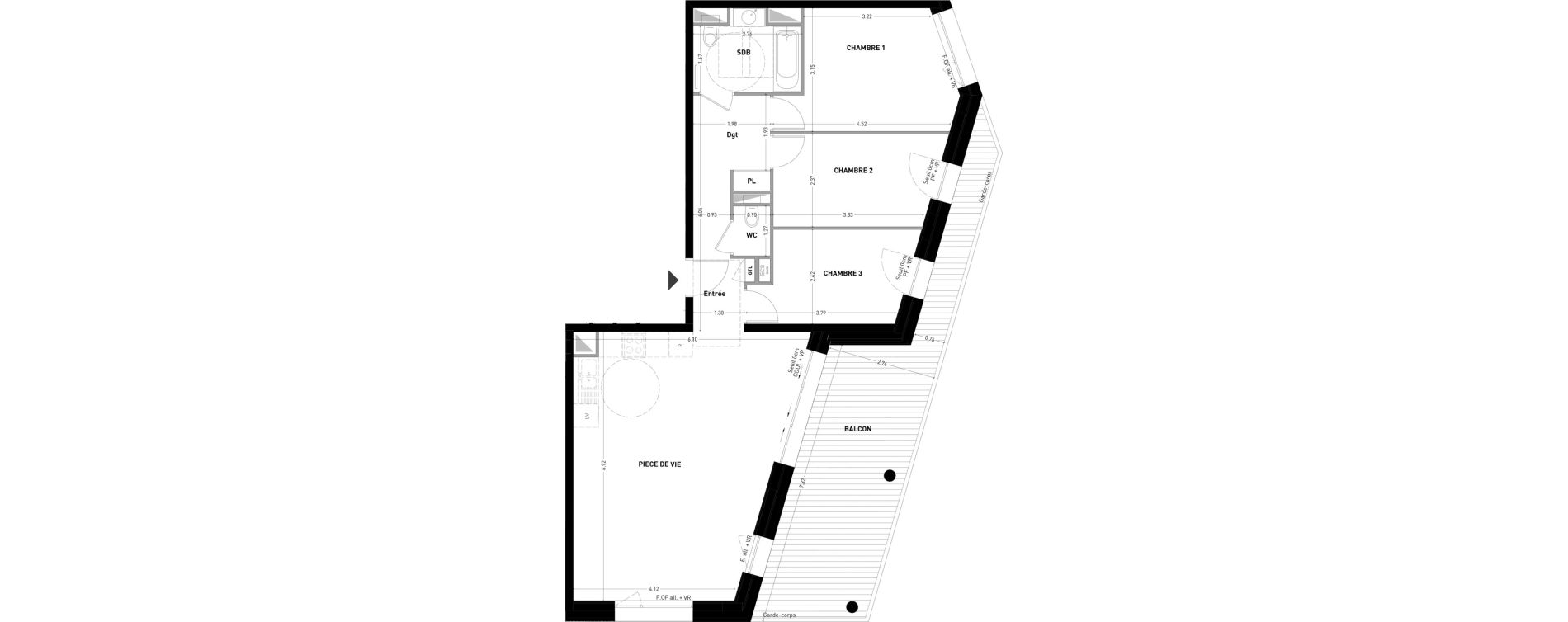 Appartement T4 de 81,03 m2 &agrave; Saint-Nazaire Chesnaie