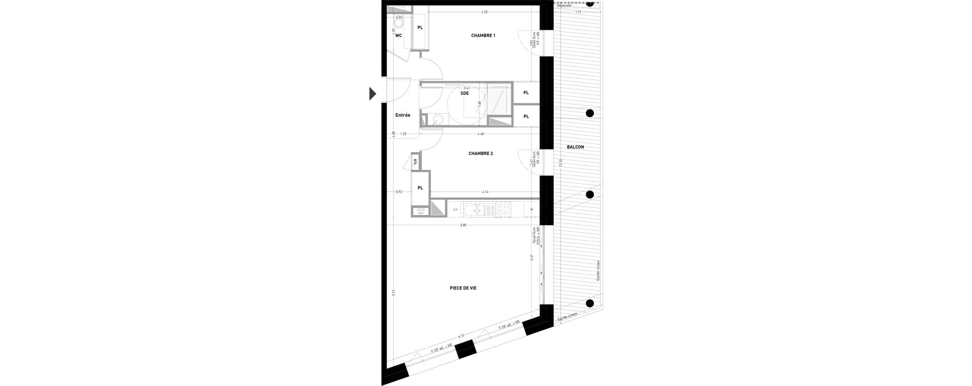 Appartement T3 de 70,40 m2 &agrave; Saint-Nazaire Chesnaie
