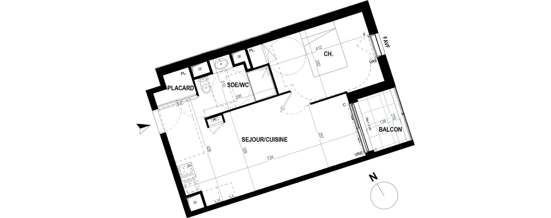 Appartement T2 de 41,70 m2 à Saint-Nazaire Saint nazaire gambetta