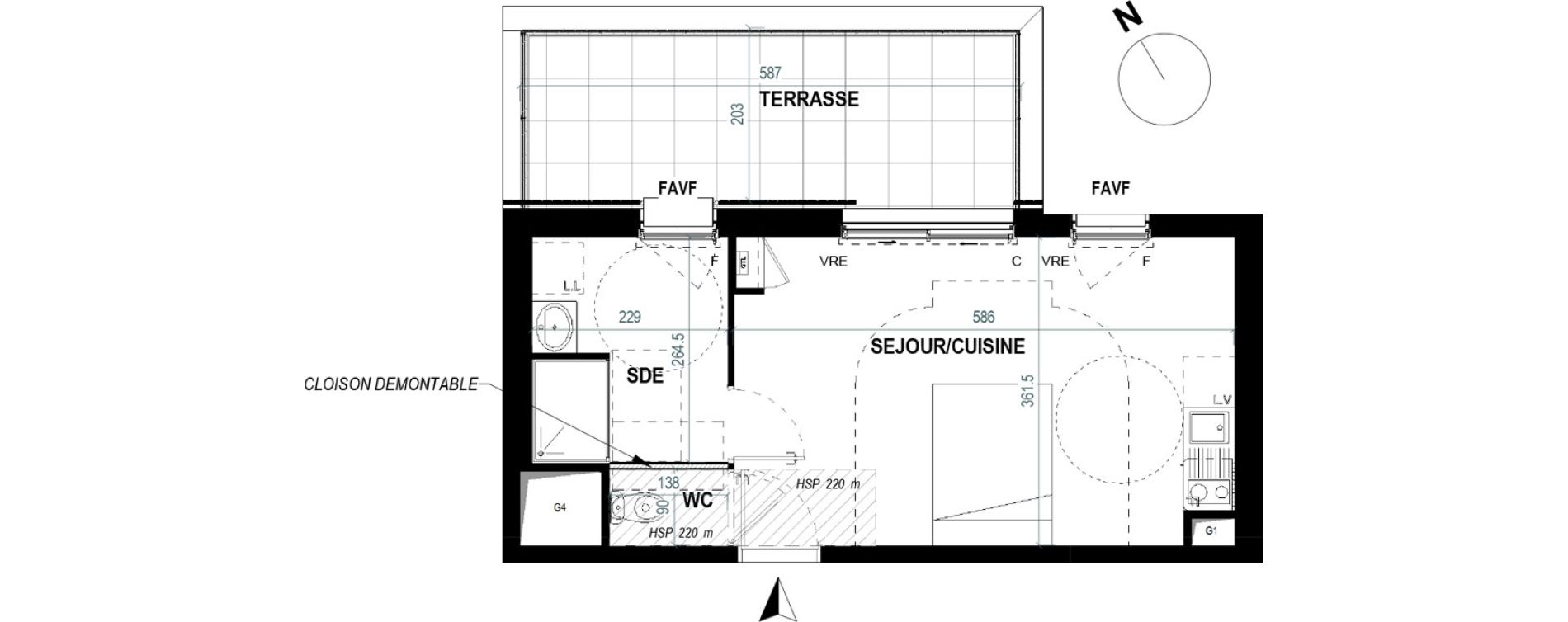 Appartement T1 de 28,00 m2 &agrave; Saint-Nazaire Gambetta