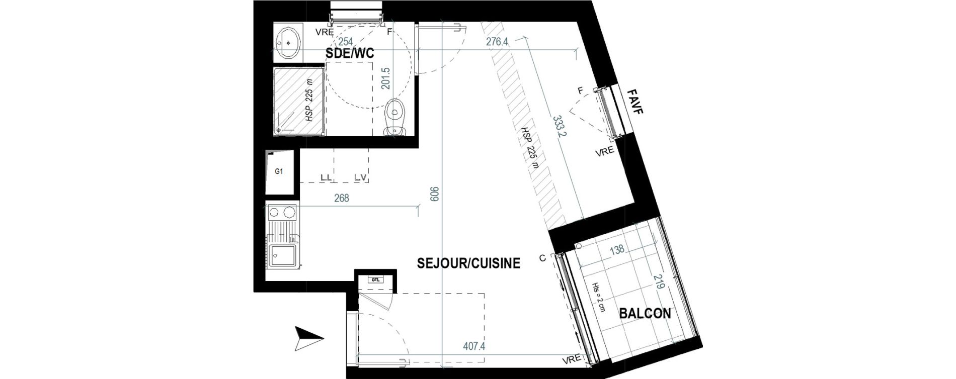Appartement T1 de 30,20 m2 &agrave; Saint-Nazaire Gambetta