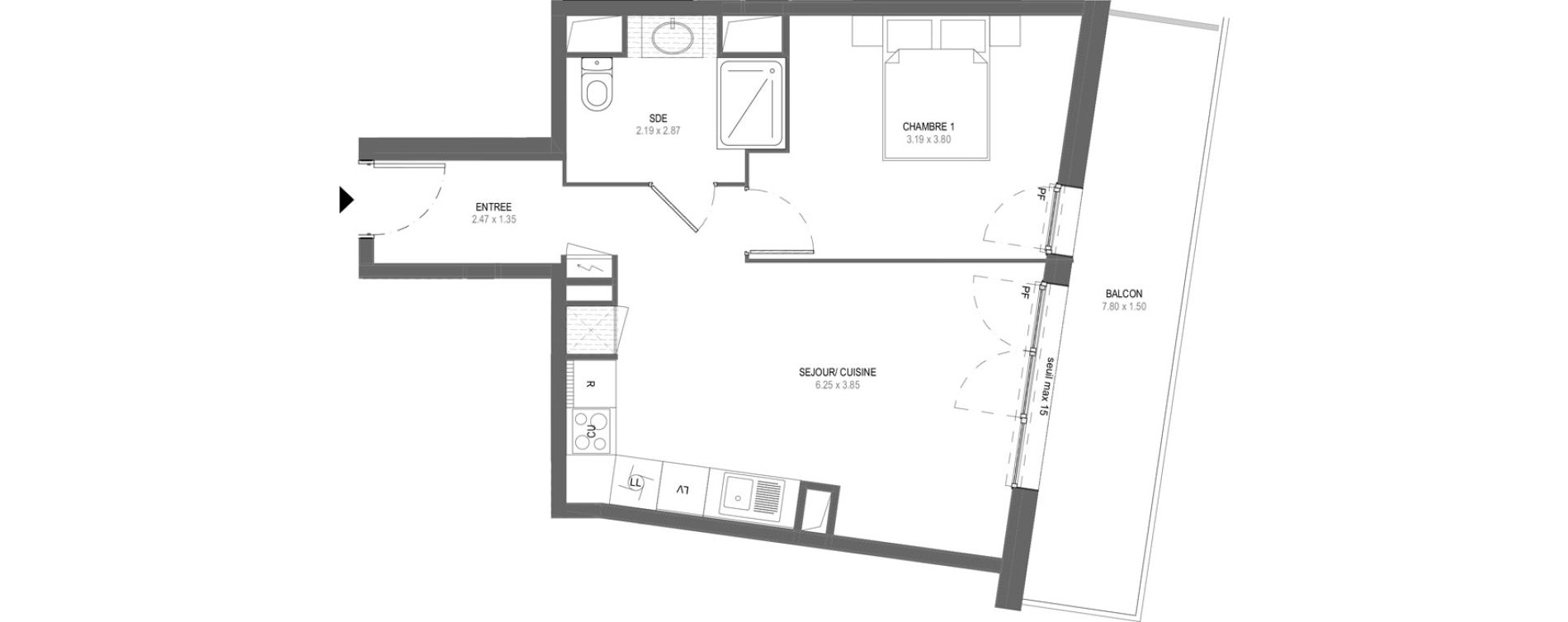 Appartement T2 de 43,20 m2 &agrave; Saint-Nazaire Parc paysager