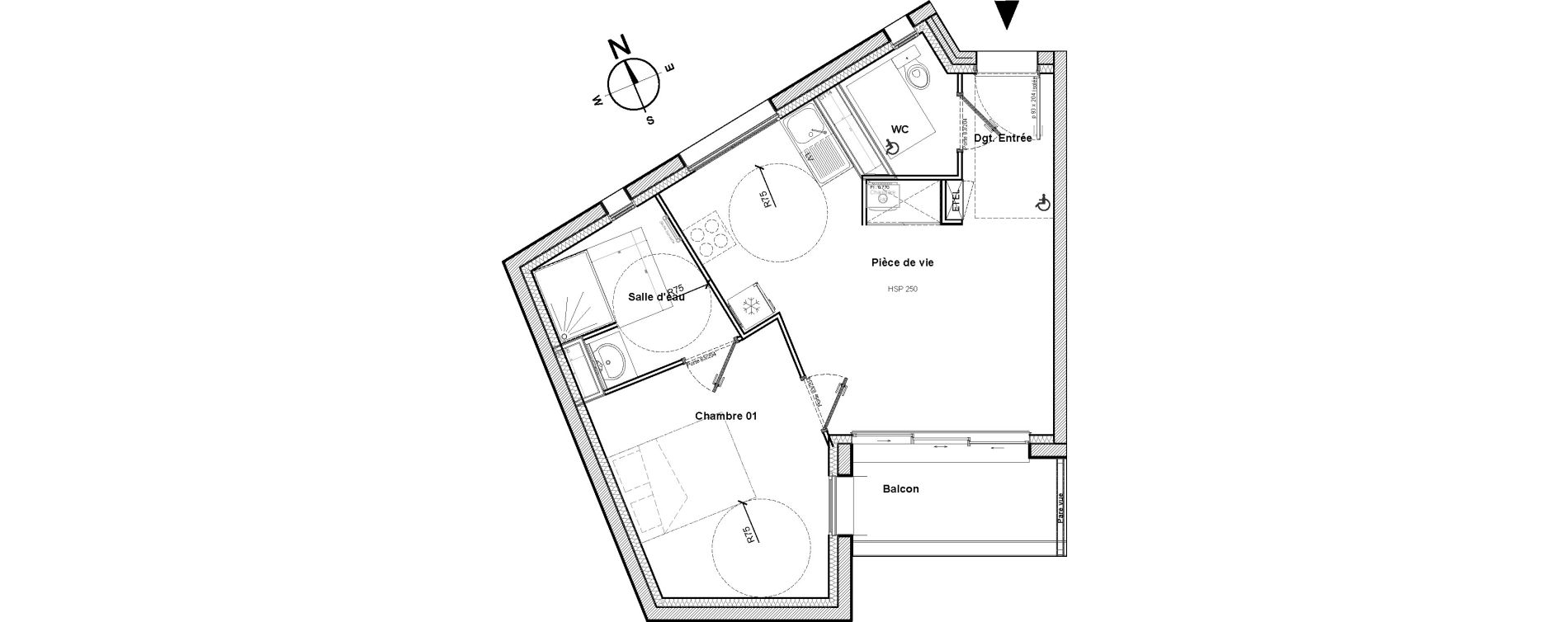 Appartement T2 de 41,07 m2 &agrave; Saint-Nazaire M&eacute;an - penho&euml;t
