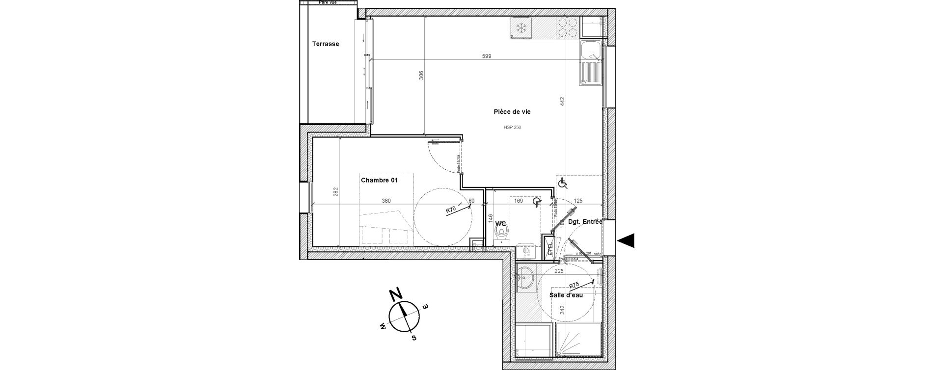 Appartement T2 de 44,05 m2 &agrave; Saint-Nazaire M&eacute;an - penho&euml;t