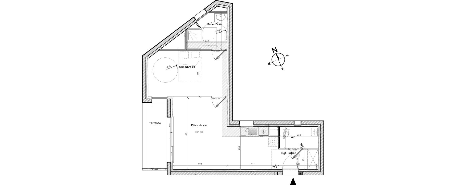 Appartement T2 de 45,23 m2 &agrave; Saint-Nazaire M&eacute;an - penho&euml;t