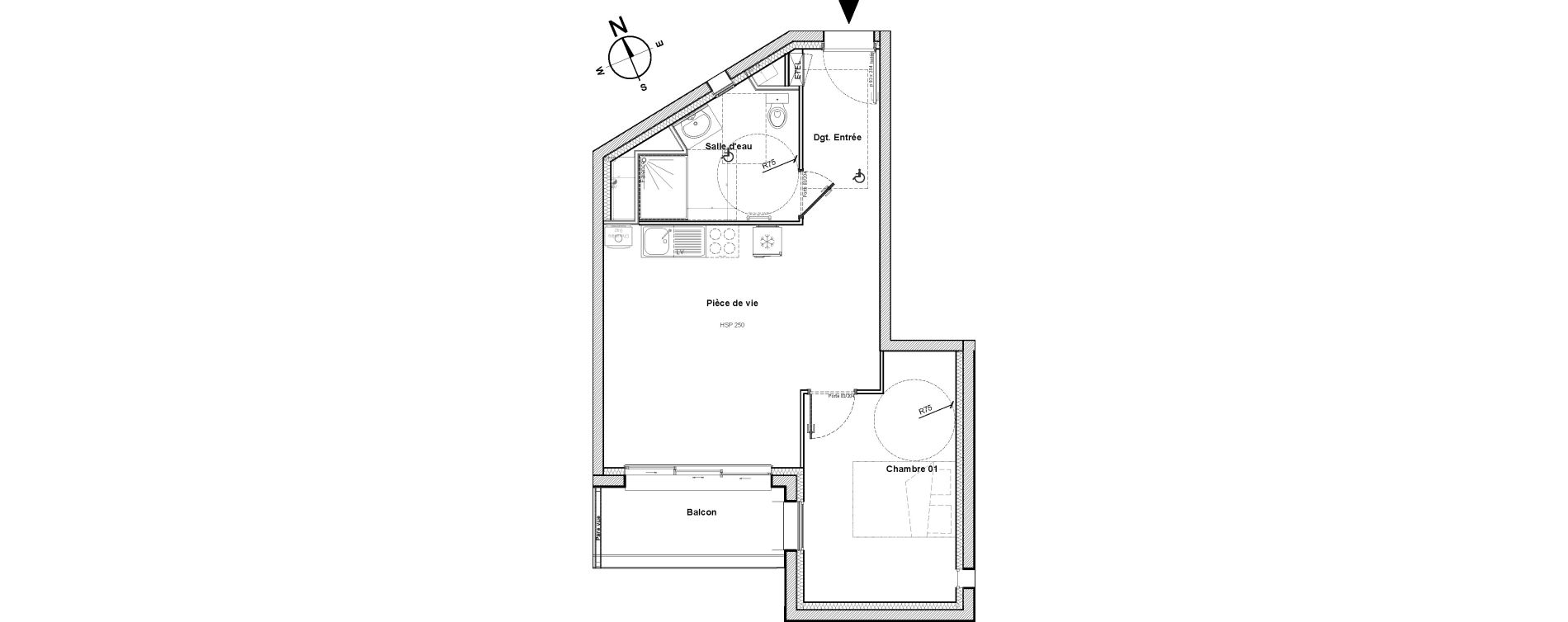 Appartement T2 de 43,33 m2 &agrave; Saint-Nazaire M&eacute;an - penho&euml;t