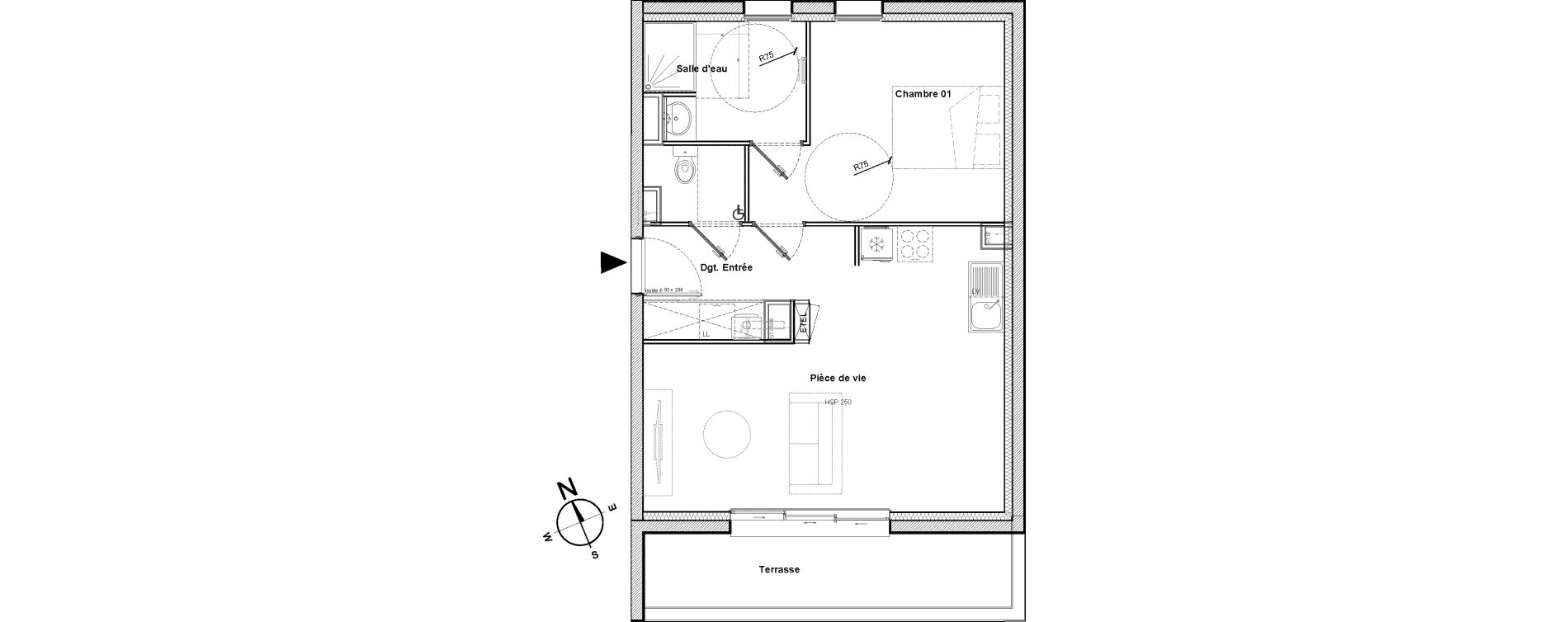 Appartement T2 de 48,83 m2 &agrave; Saint-Nazaire M&eacute;an - penho&euml;t