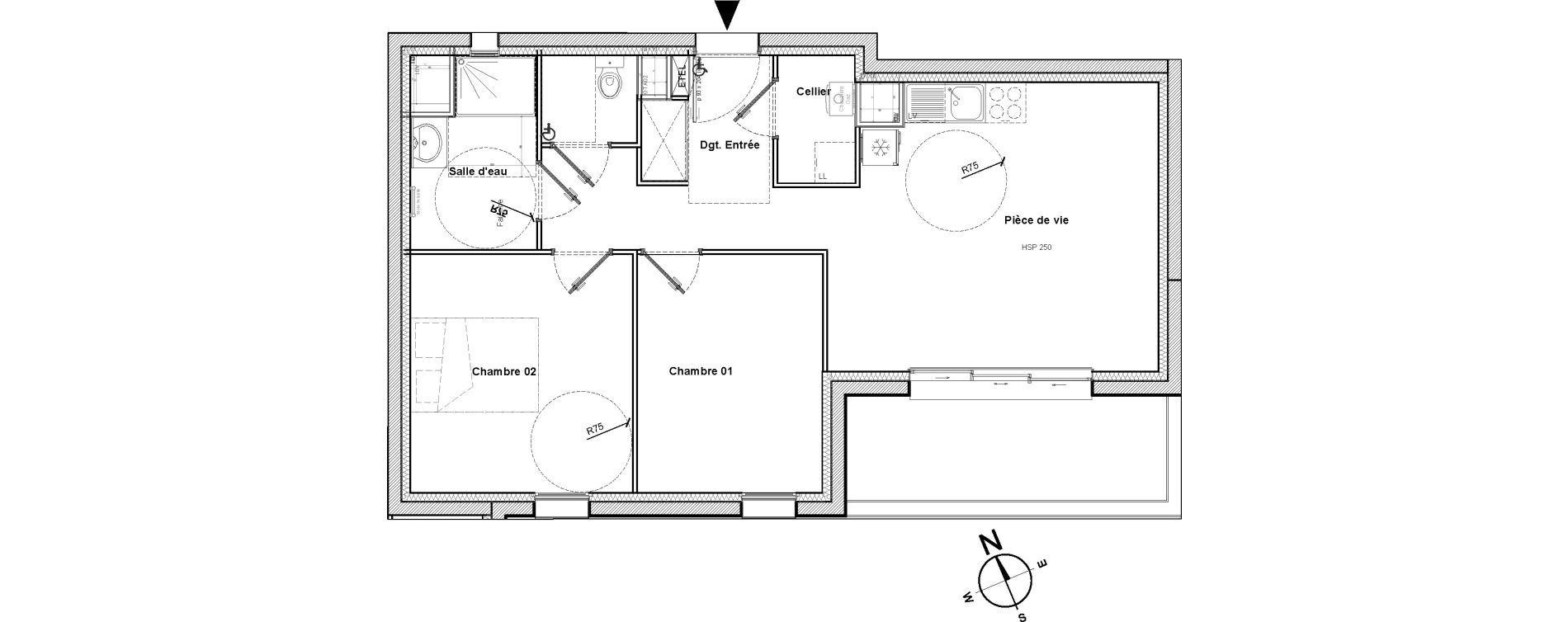 Appartement T3 de 58,12 m2 &agrave; Saint-Nazaire M&eacute;an - penho&euml;t