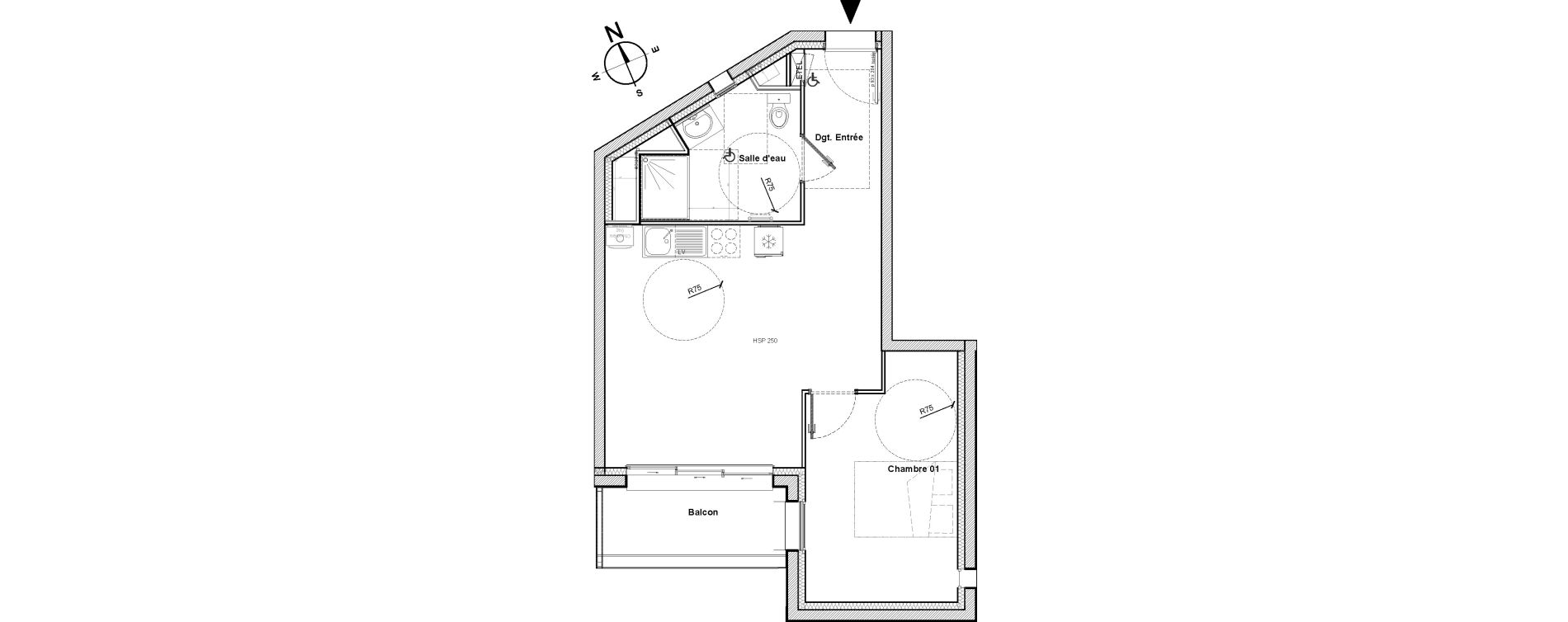 Appartement T2 de 43,03 m2 &agrave; Saint-Nazaire M&eacute;an - penho&euml;t